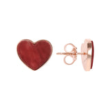 Bronzallure Alba Natural Stone Heart Earrings Red Fossil Wood WSBZ01730.RDW