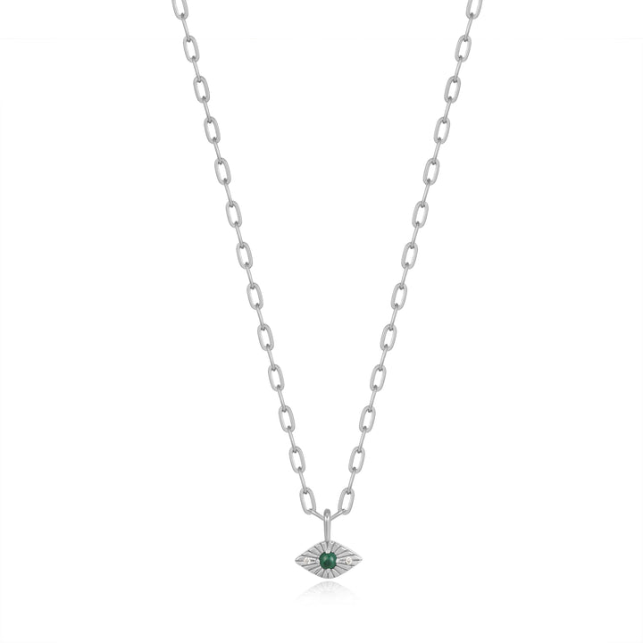 Ania Haie Silver Malachite Evil Eye 40-45cm Necklace N039-02H-M