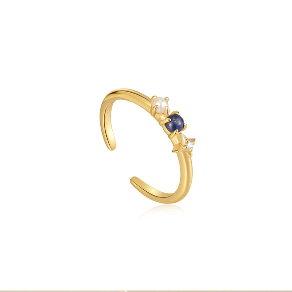 Ania Haie Gold Lapis Star Adjustable Ring R039-01G-L