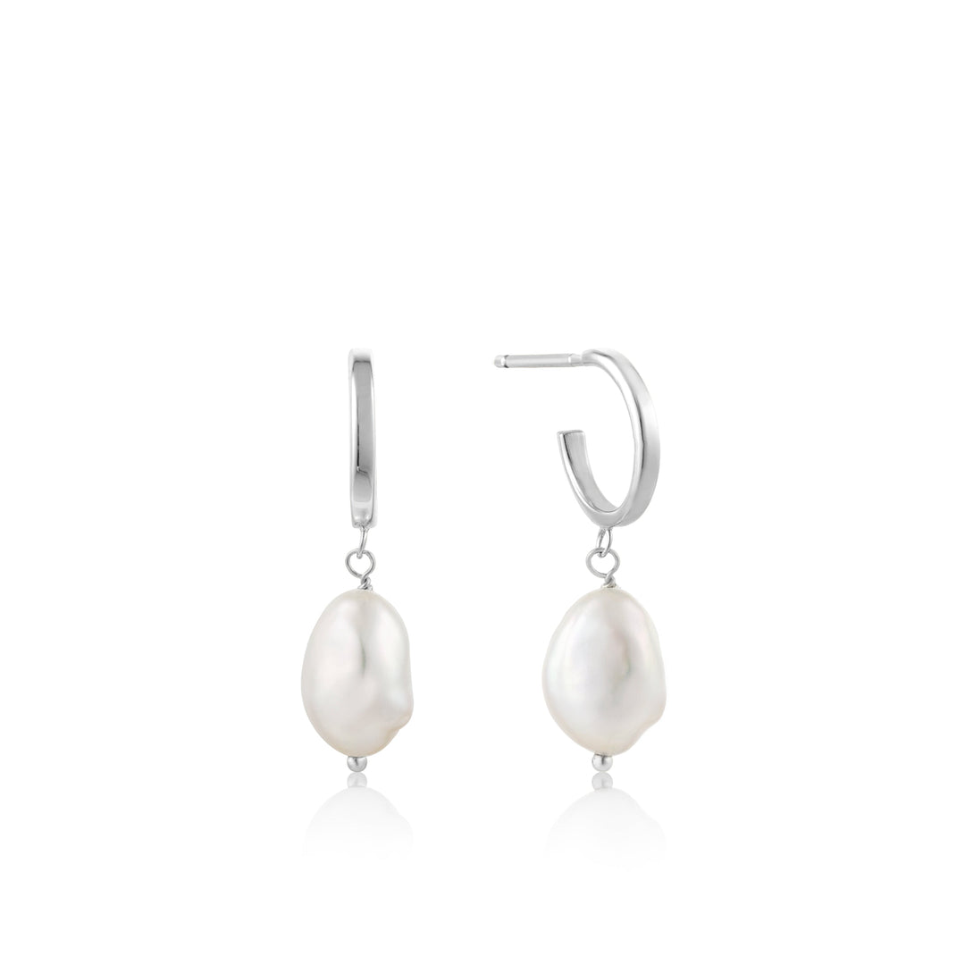 Ania Haie Pearl of Wisdom Pearl Mini Hoop Earrings Silver E019-02H