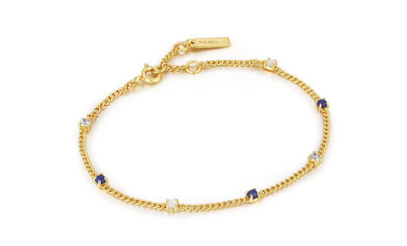 Ania Haie Gold Lapis Chain 16.5-18.5cm Bracelet B039-01G-L