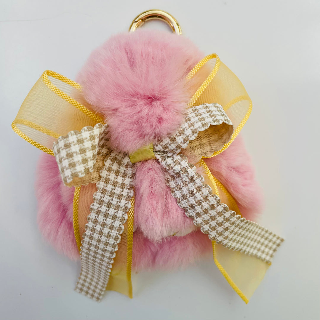 7-Degrees Accessories Plush Bunny with Ribbon Keyring and Bag Charm - 7CKRBNRB