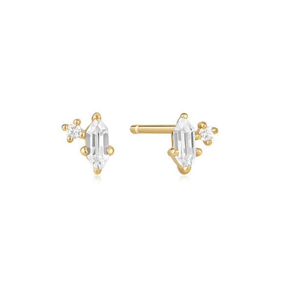Ania Haie Dance Til Dawn Gold Sparkle Emblem Stud Earrings E041-02G-W