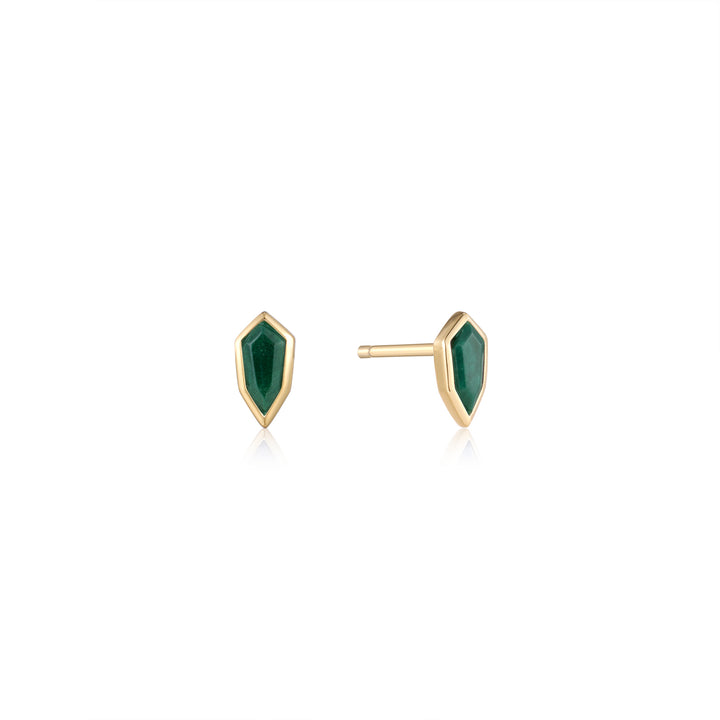 Ania Haie Gold Malachite Emblem Stud Earrings E042-01G-M