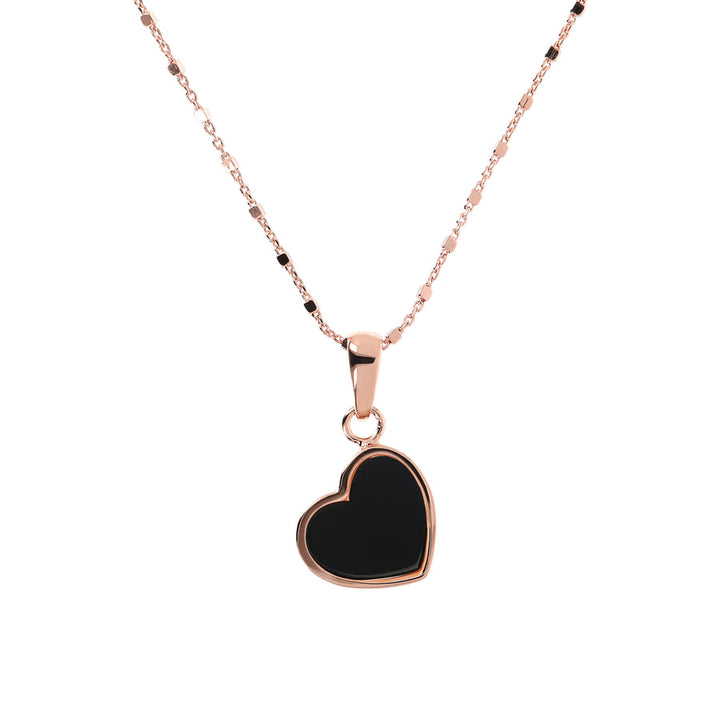 Bronzallure Alba Mini Heart Pendant Necklace Black Onyx WSBZ01892.BO