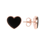 Bronzallure Alba Natural Stone Heart Earrings Black Onyx WSBZ01730.BO