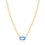 Ania Haie Neon Blue Enamel Carabiner Gold 40-45cm Necklace N040-01G-NB