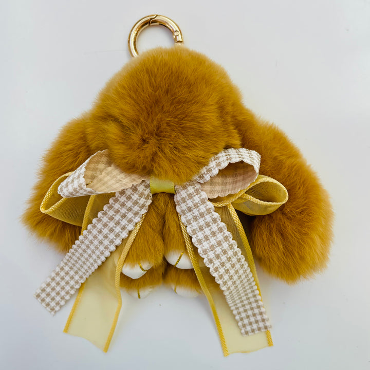 7-Degrees Accessories Plush Bunny with Ribbon Keyring and Bag Charm - 7CKRBNRB