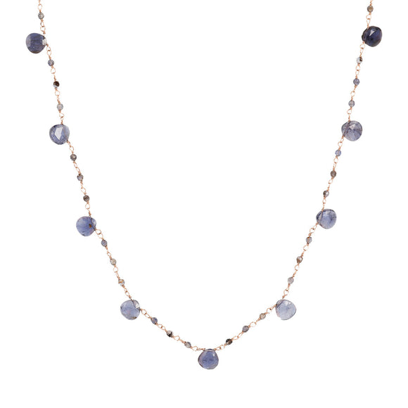 Bronzallure Variegata Rosary Necklace with Natural Iolite Stone WSBZ01554.IO