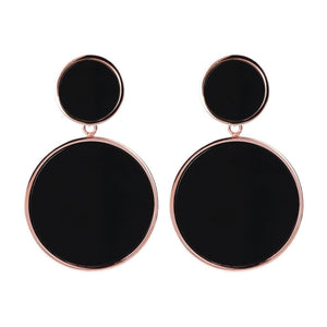 Bronzallure Alba Stone Double Disc Drop Earrings Black Onyx WSBZ00938.BO