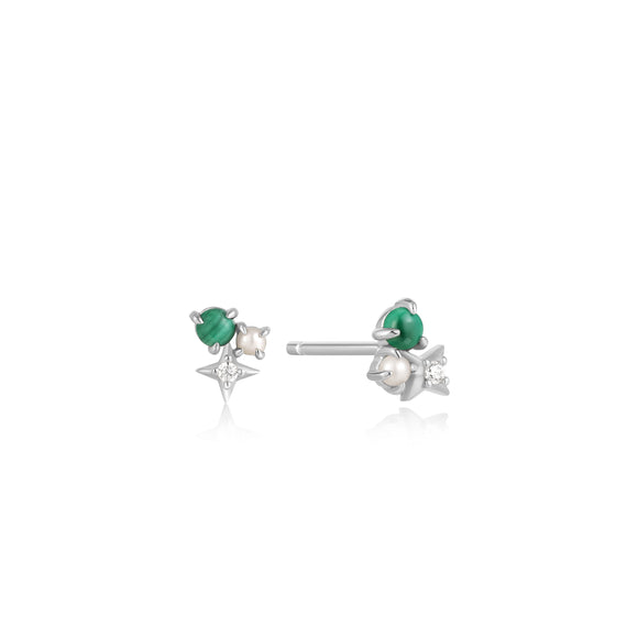 Ania Haie Silver Malachite Star Stud Earrings E039-01H-M