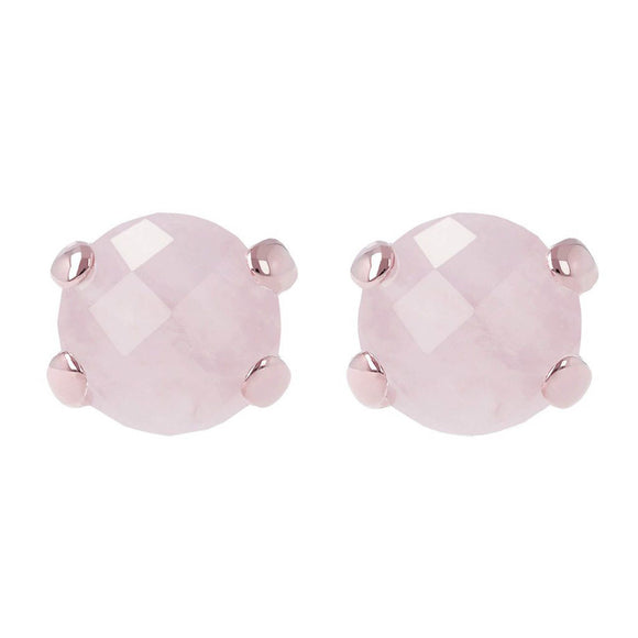 Bronzallure Felicia Round Faceted Rose Quartz Stone Earrings WSBZ00279.R