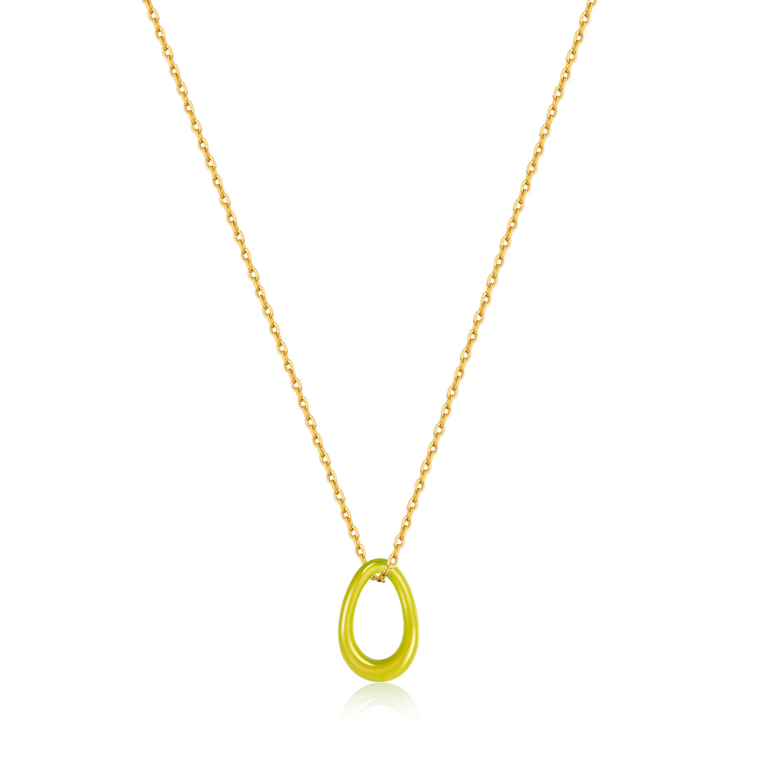 Ania Haie Neon Yellow Enamel Gold Twisted Pendant 40-45cm Necklace N040-03G-NY