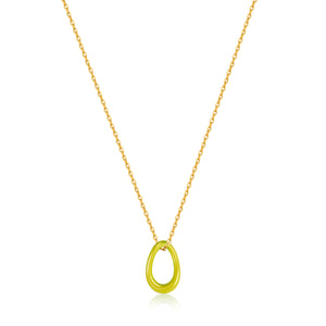Ania Haie Neon Yellow Enamel Gold Twisted Pendant 40-45cm Necklace N040-03G-NY