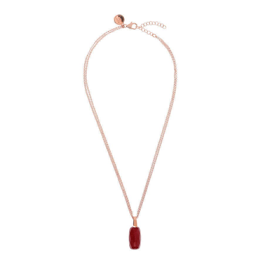 Bronzallure Incanto Scrabble Necklace with Natural Red Quartz Stone WSBZ01864.RED