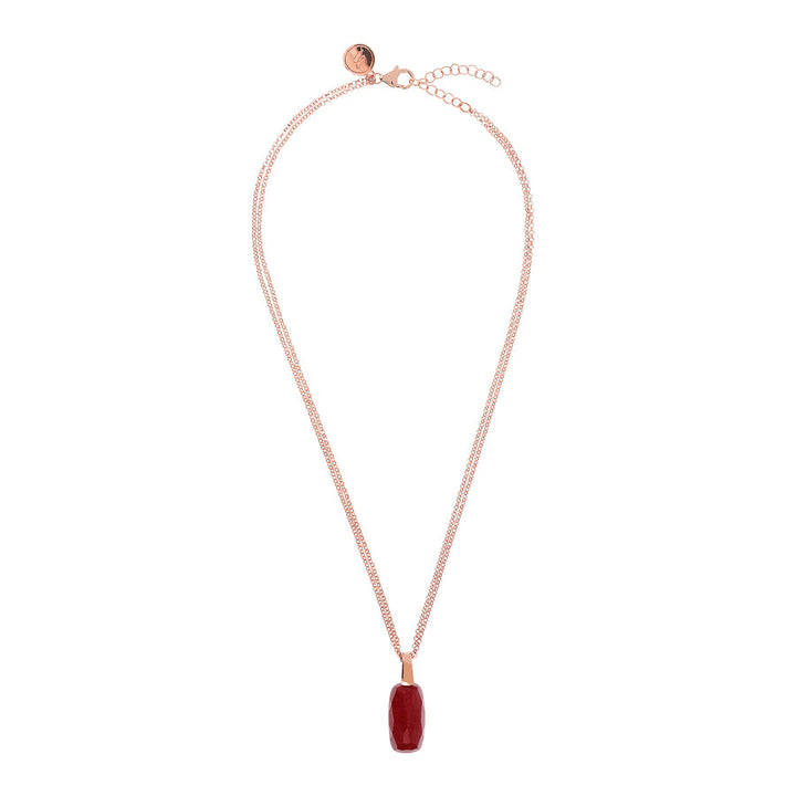 Bronzallure Incanto Scrabble Necklace with Natural Red Quartz Stone WSBZ01864.RED