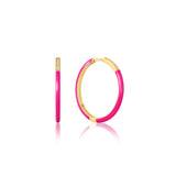 Ania Haie Neon Pink Enamel Gold Sparkle Hoop Earrings E040-04G-NP