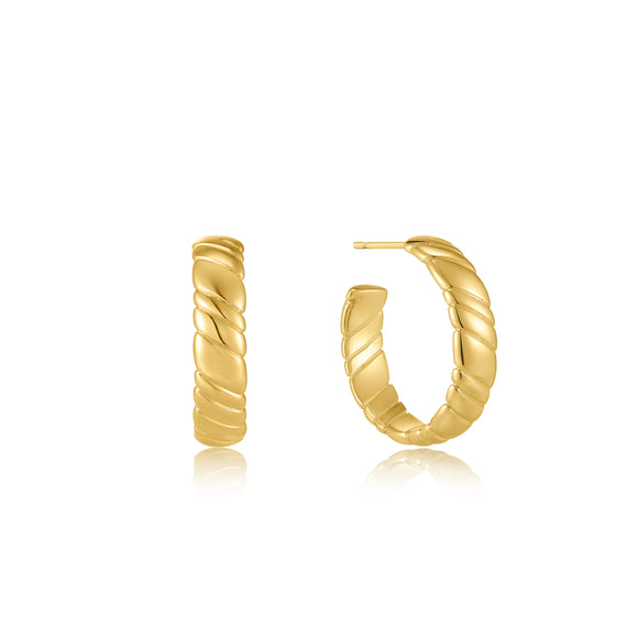 Ania Haie Gold Smooth Twist Hoop Stud Earrings E038-03G