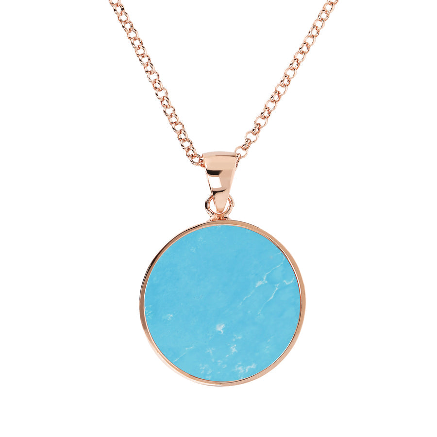 Bronzallure Alba Medium Stone Disc Pendant Necklace Amazonite WSBZ00702.MG