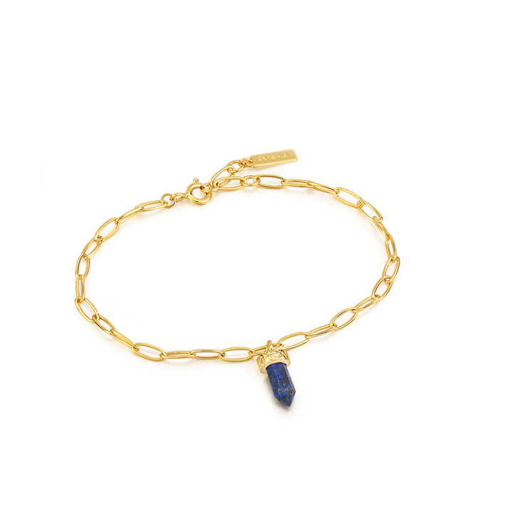 Ania Haie Gold Lapis Point Pendant 16.5-18.5cm Bracelet B039-02G-L