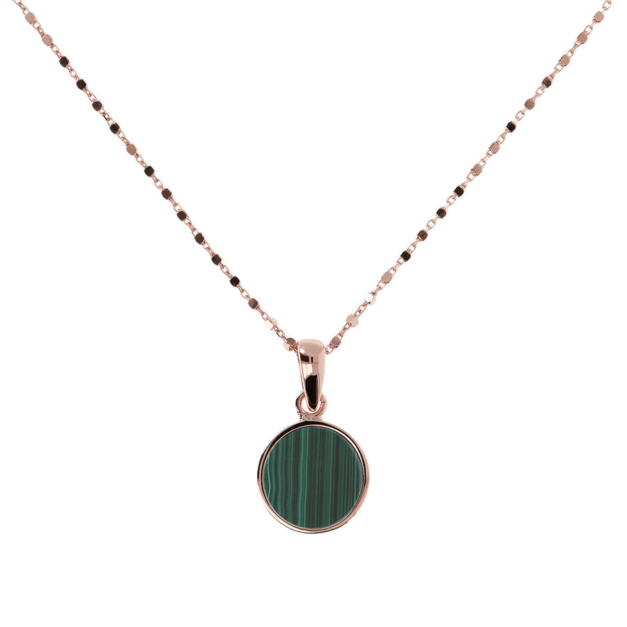 Bronzallure Alba Stone Mini Disc Pendant Necklace Malachite WSBZ01022.GM