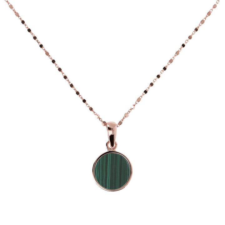 Bronzallure Alba Stone Mini Disc Pendant Necklace Malachite WSBZ01022.GM