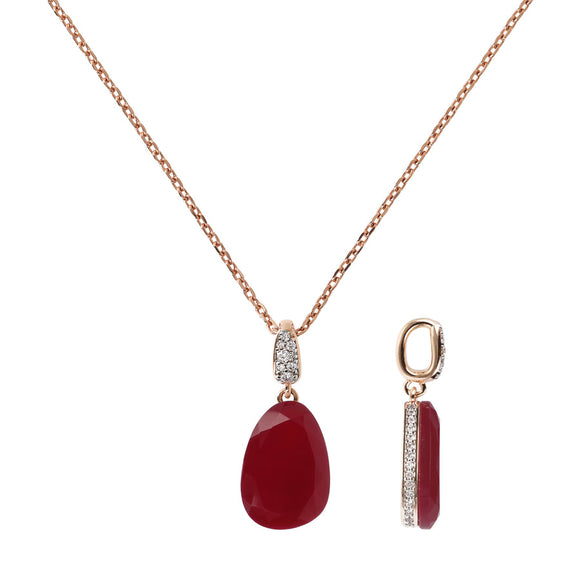 Bronzallure Preziosa Necklace with Natural Plum Agate Stone and Cubic Zirconia WSBZ01647.PA