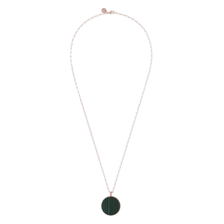 Bronzallure Alba Stone Maxi Disc Long Necklace Malachite WSBZ00708.GM