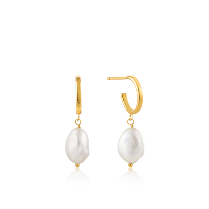 Ania Haie Pearl of Wisdom Pearl Mini Hoop Earrings Gold E019-02G