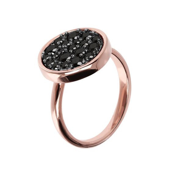 Bronzallure Altissima Petite Round Pavé Ring Black Spinel WSBZ01027.BS