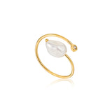 Ania Haie Pearl of Wisdom Pearl Twist Adjustable Ring Gold R019-01G