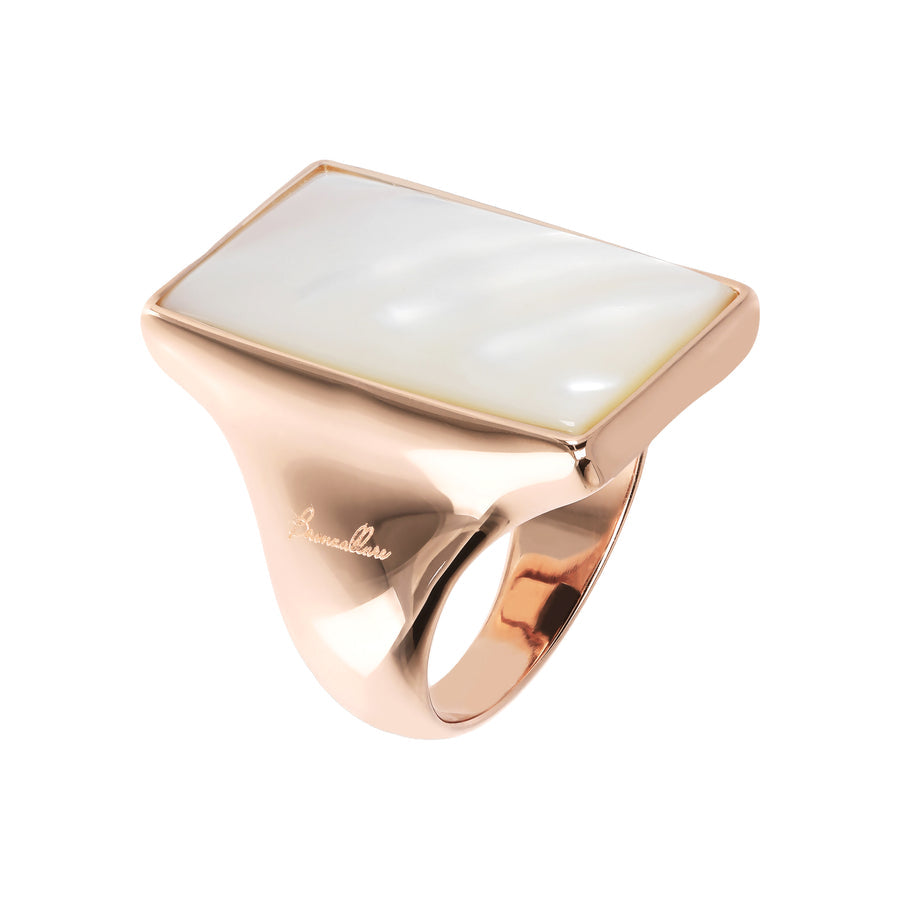 Bronzallure Alba Rectangular Stone Adjustable Ring White Mother of Pearl WSBZ01569.WM