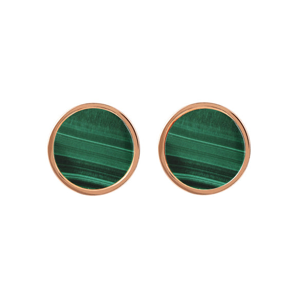 Bronzallure Alba Stone Disc Lobe Earrings Malachite