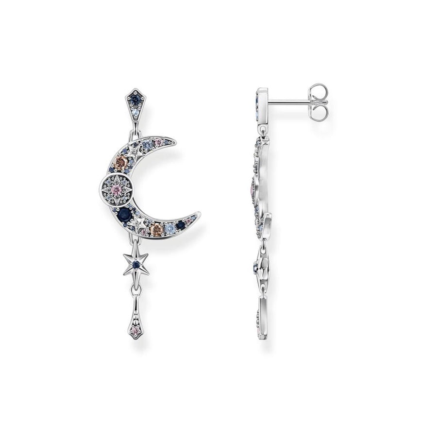 Thomas Sabo Earrings Royalty Moon Colourful Stones Silver TH2200