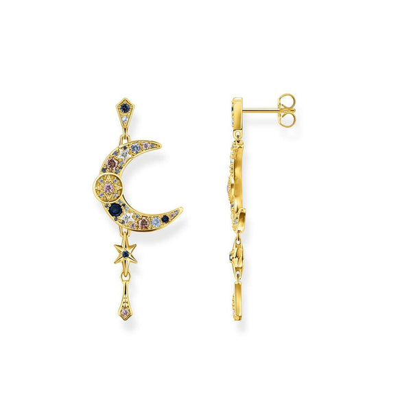 Thomas Sabo Earrings Royalty Moon Colourful Stones Gold TH2200Y