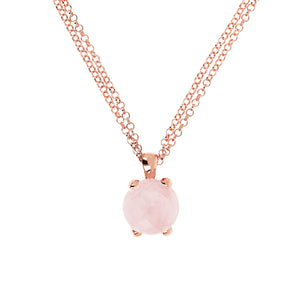 Bronzallure Felicia Rose Quartz Round Pendant Necklace WSBZ00280.R