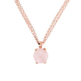 Bronzallure Felicia Rose Quartz Round Pendant Necklace WSBZ00280.R