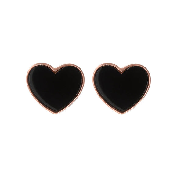 Bronzallure Alba Natural Stone Heart Earrings Black Onyx WSBZ01730.BO