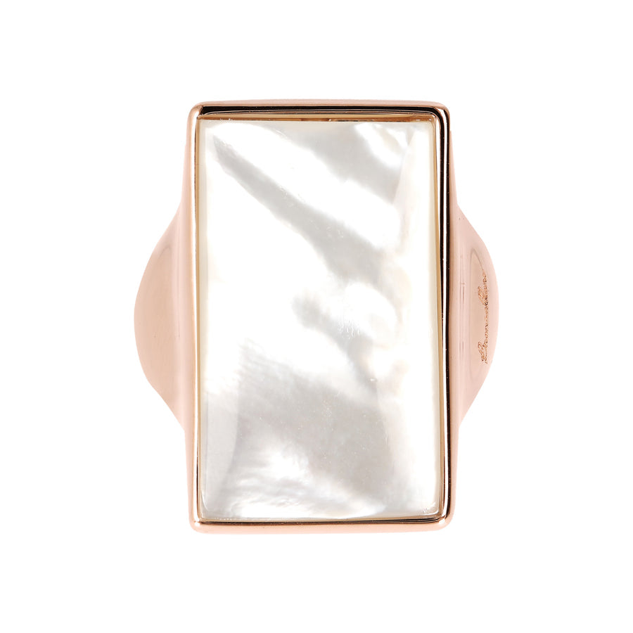 Bronzallure Alba Rectangular Stone Adjustable Ring White Mother of Pearl WSBZ01569.WM