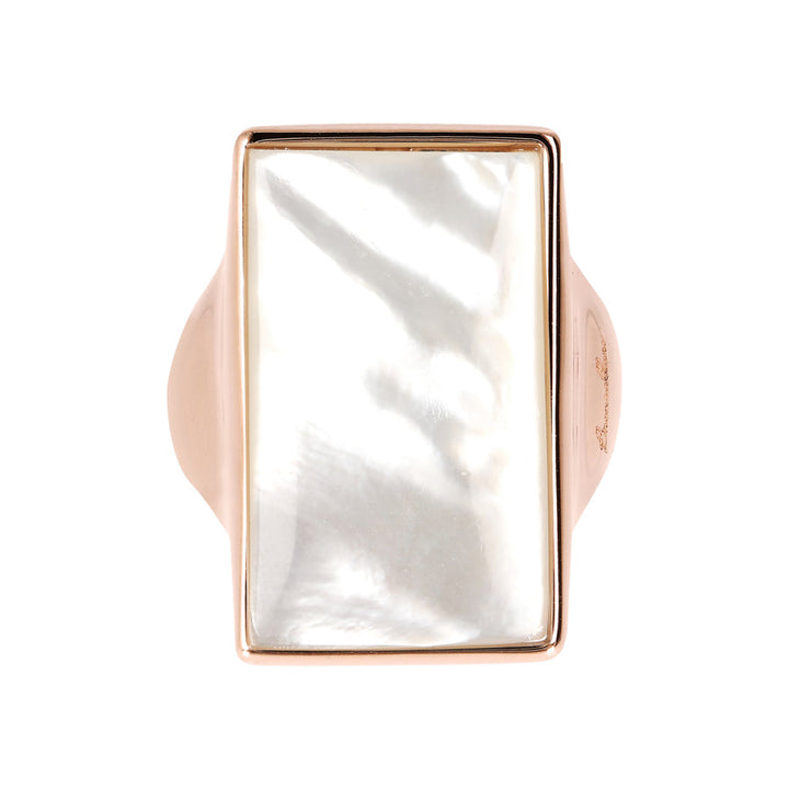 Bronzallure Alba Rectangular Stone Adjustable Ring White Mother of Pearl WSBZ01569.WM