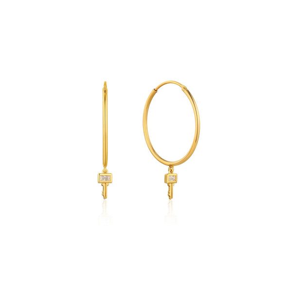 Ania Haie Under Lock & Key Key Hoop Earrings Gold E032-02G
