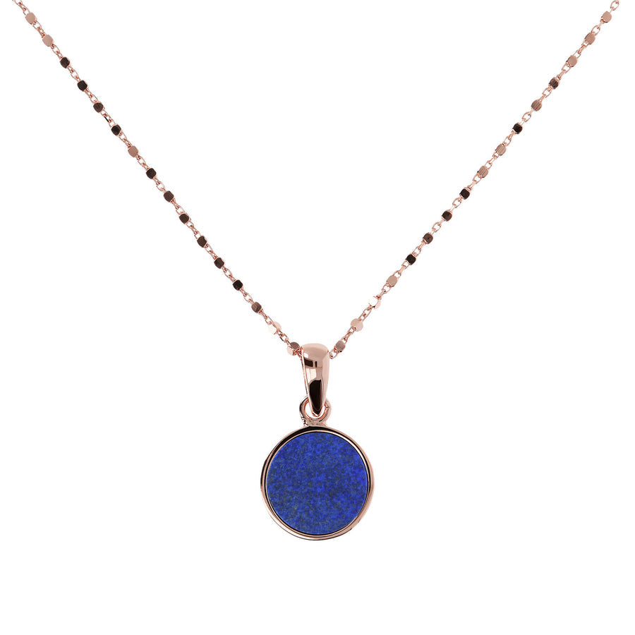 Bronzallure Alba Stone Mini Disc Pendant Necklace Dumortierite WSBZ01022.DUM