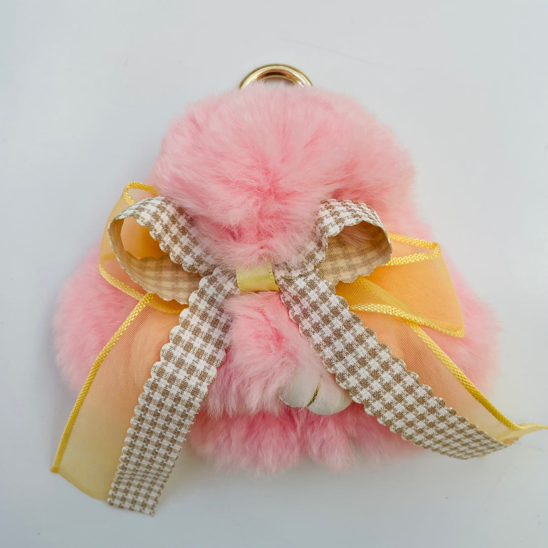 7-Degrees Accessories Plush Bunny with Ribbon Keyring and Bag Charm - 7CKRBNRB