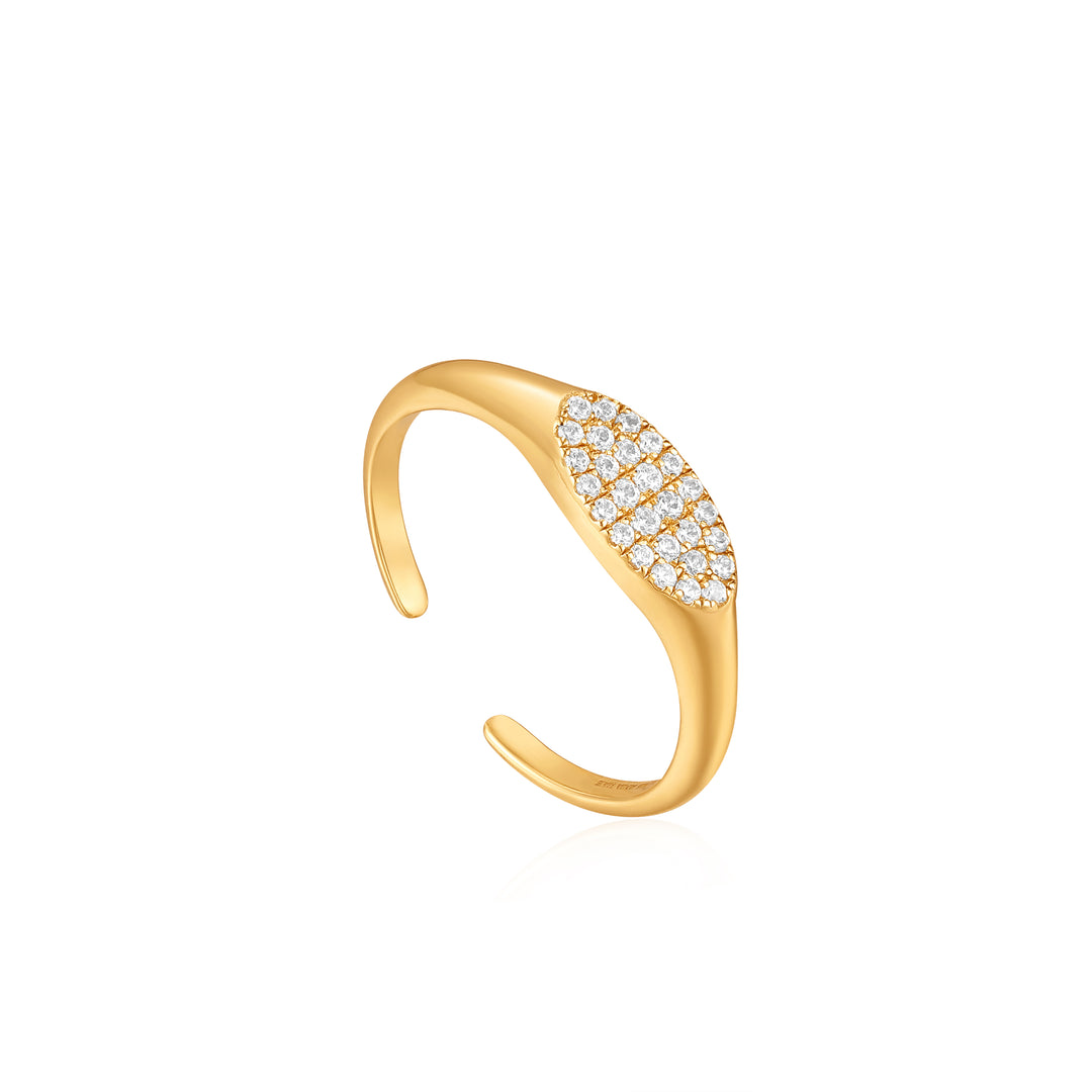 Ania Haie Gold Glam Adjustable Signet Ring R037-02G