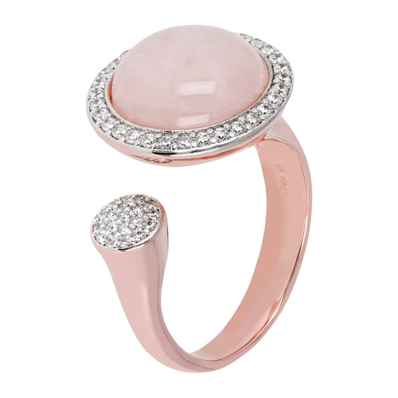 Bronzallure Preziosa Open Ring with Gemstones Rose Quartz WSBZ00580.R