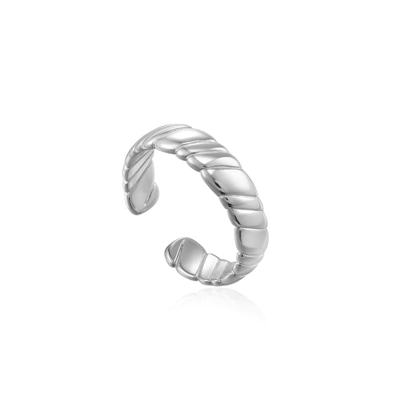 Ania Haie Silver Smooth Twist Wide Band Ring R038-02H