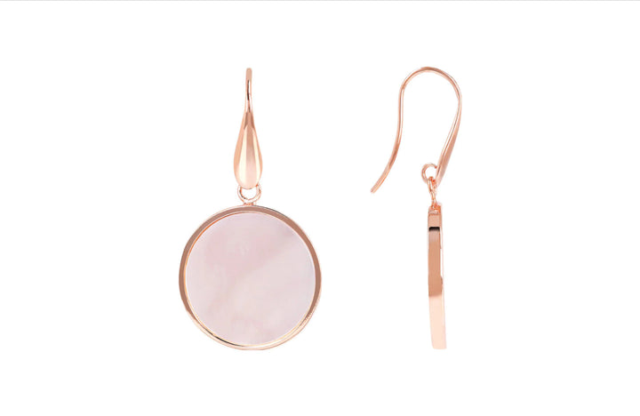 Bronzallure Alba Stone Mini Disc Earrings Pink Mother of Pearl WSBZ00712.PM