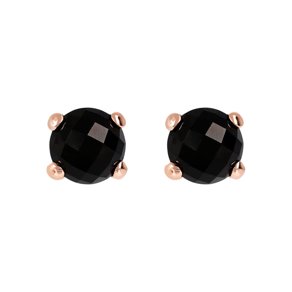 Bronzallure Felicia Round Faceted Black Onyx Stone Earrings WSBZ00279.B