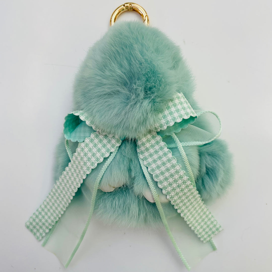 7-Degrees Accessories Plush Bunny with Ribbon Keyring and Bag Charm - 7CKRBNRB