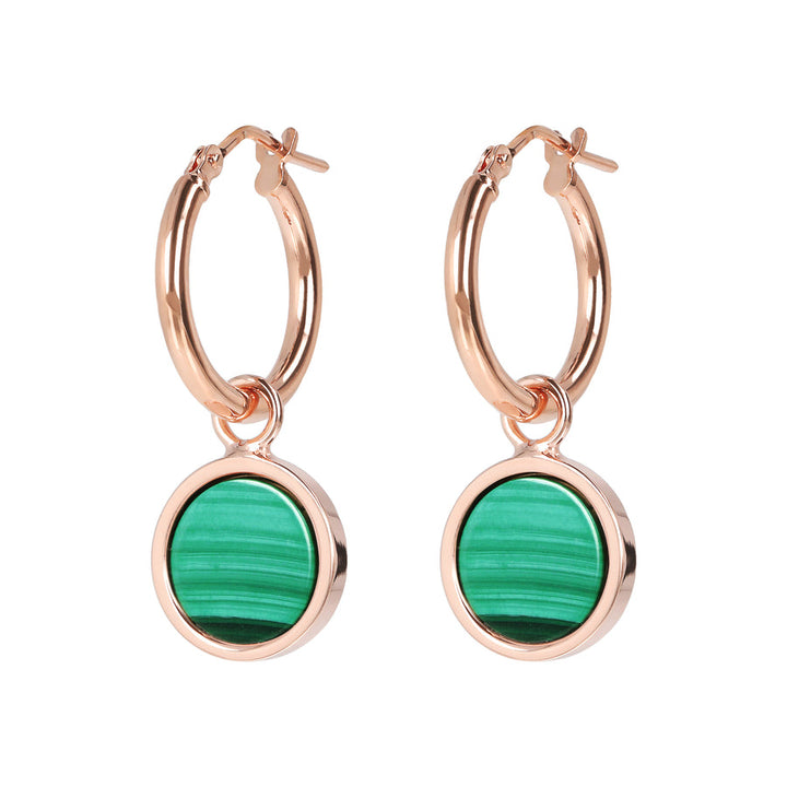 Bronzallure Alba Stone Disc Charm Earrings Malachite WSBZ01542.GM